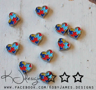 Autism Awareness Heart Charm