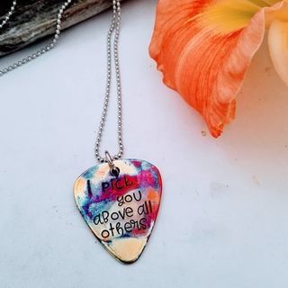 Fire Painted Guitar Pick Pendant