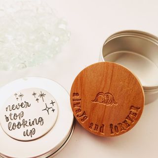 Wooden Token in Keepsake Tin