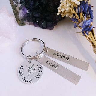 Dad Rocks or Rules Keyring