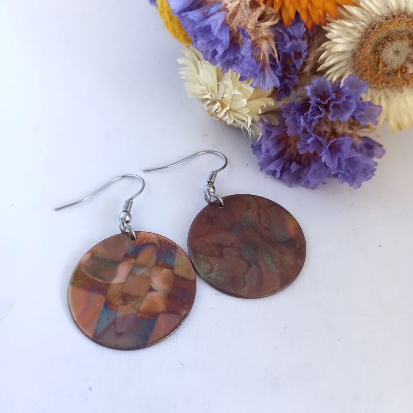 Fire Painted Copper Earrings (5)